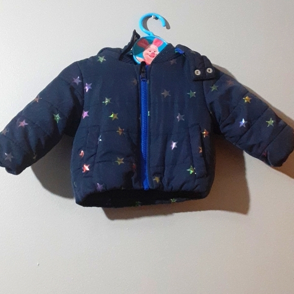 Stella McCartney Kids Other - Stella McCartney Kids Navy Textured Jacket Quilted Zip Up Stars Design 3M